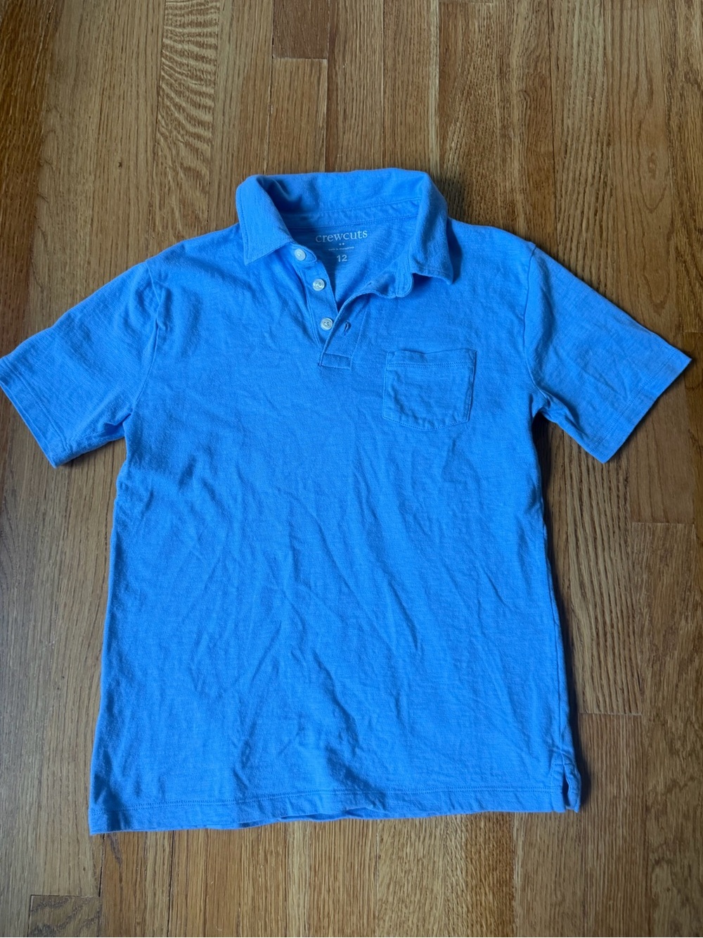 J. Crew Crewcuts Boys Cotton Blue Short-Sleeve Polo, 12